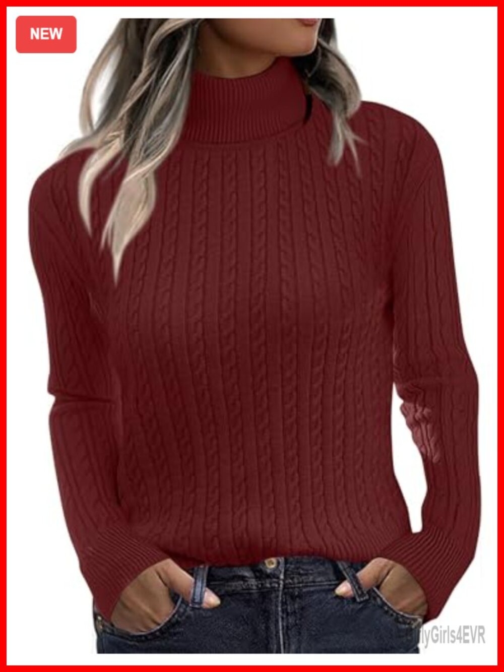 Womens Turtleneck Cable Knit Long Sleeve Pullover Sweater Fall Winter